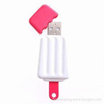 Ice Cream USB Flash Drives, 128MB-64GB Capacities, Logo Design, Soft PVC, 5-year Warranty, USB 2.0